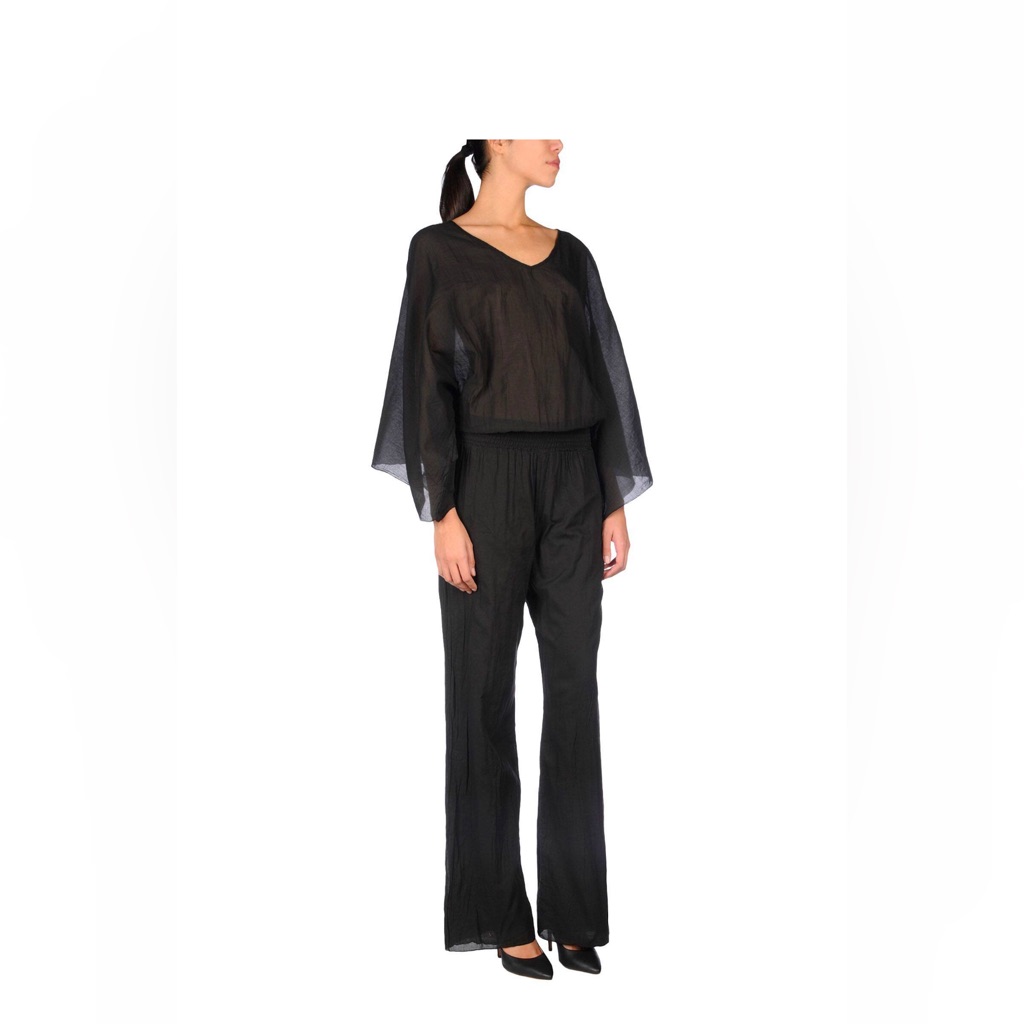 Italian Design European Culture Brand Cotton Elegant Black Womens Jumpsuit
